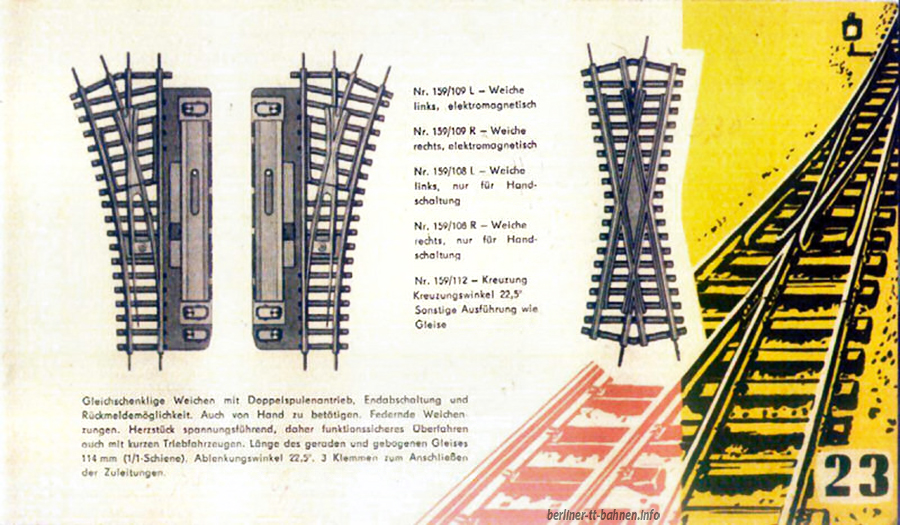 Zeuke TT-Bahnen, Katalog 1961 / 62