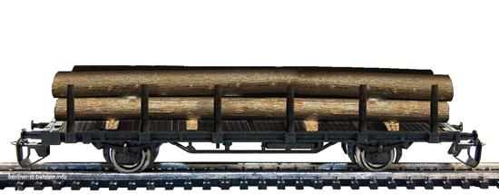 14542 Stahlrungenwagen mit Stammholzladung