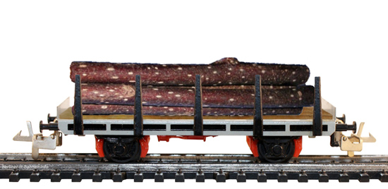 159/493 Flachwagen Sk mit Langholzladung DR/III