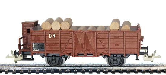 159/94 Off. Güterwagen Om / Brhs. DR/III mit Rundholzladung